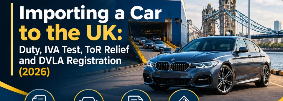 Importing a Car to the UK Duty, IVA Test, ToR Relief and DVLA Registration (2026)