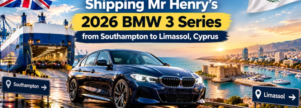 Shipping Mr Henry's 2026 BMW 3 Series from Southampton to Limassol, Cyprus