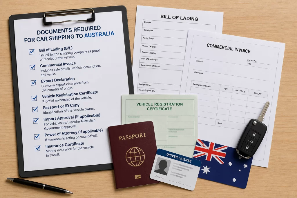 car shipping to australia documents