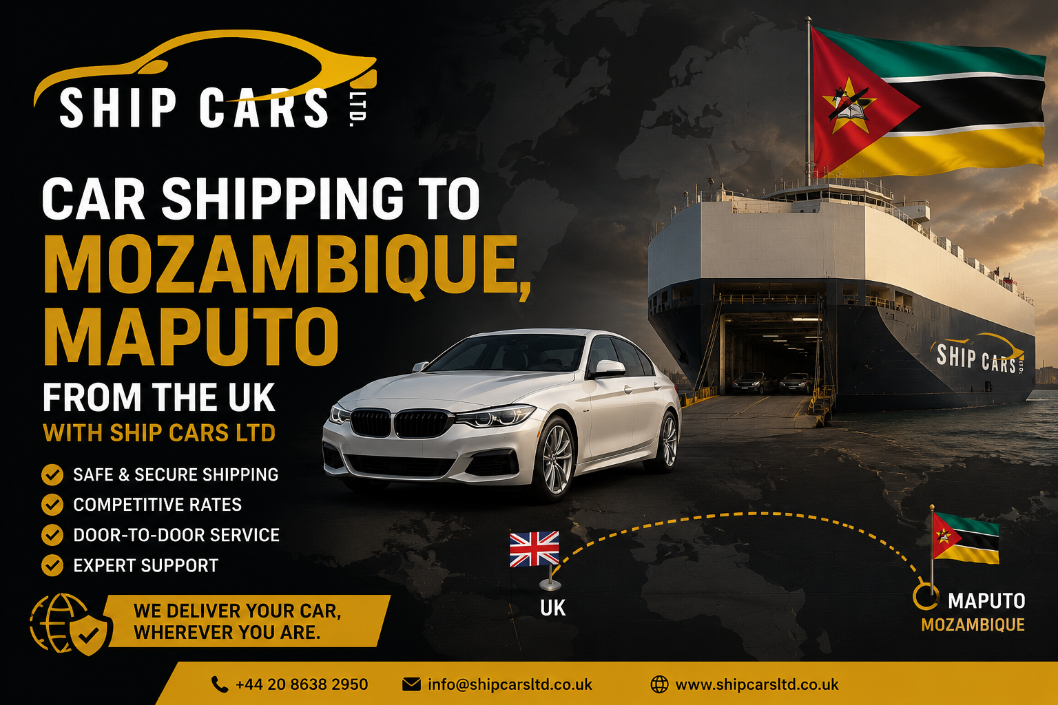 Car Shipping to Mozambique, Maputo from the UK