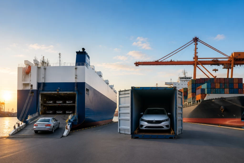 car shipping from uk to usa via roro and container services