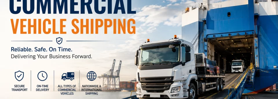 Commercial vehicle shipping from the UK — vans, trucks, plant machinery, and fleet export services