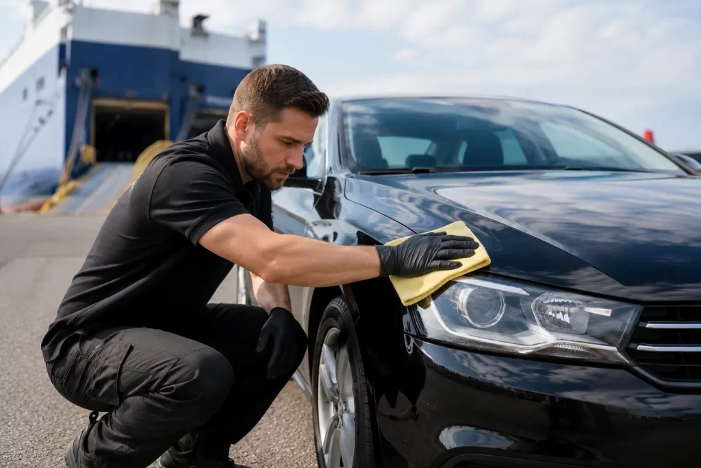cleaning car before shipping
