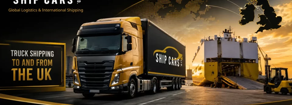 Truck shipping from the UK — RoRo, flat-rack container, and road freight services for HGVs and commercial trucks